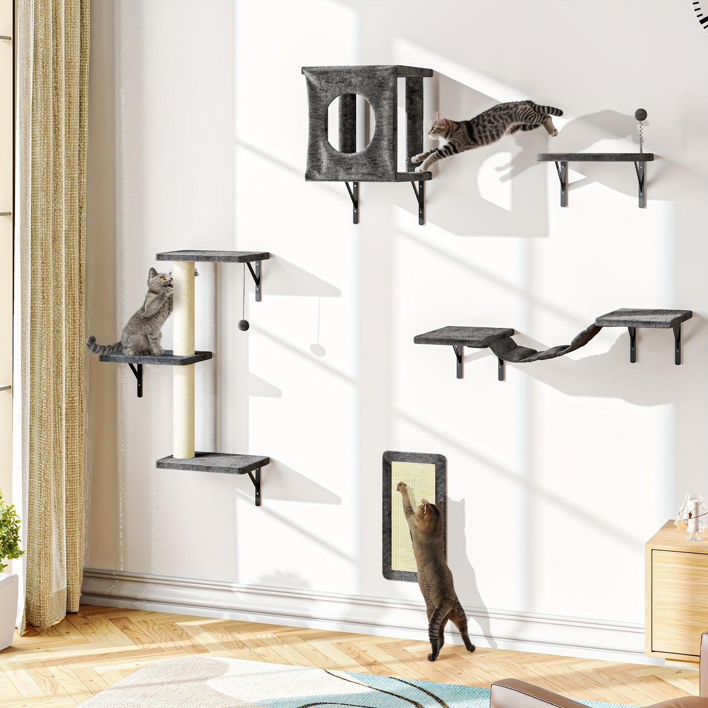 Modern Cat Wall Shelves 5pcs Cat Climber Floating Perch Set