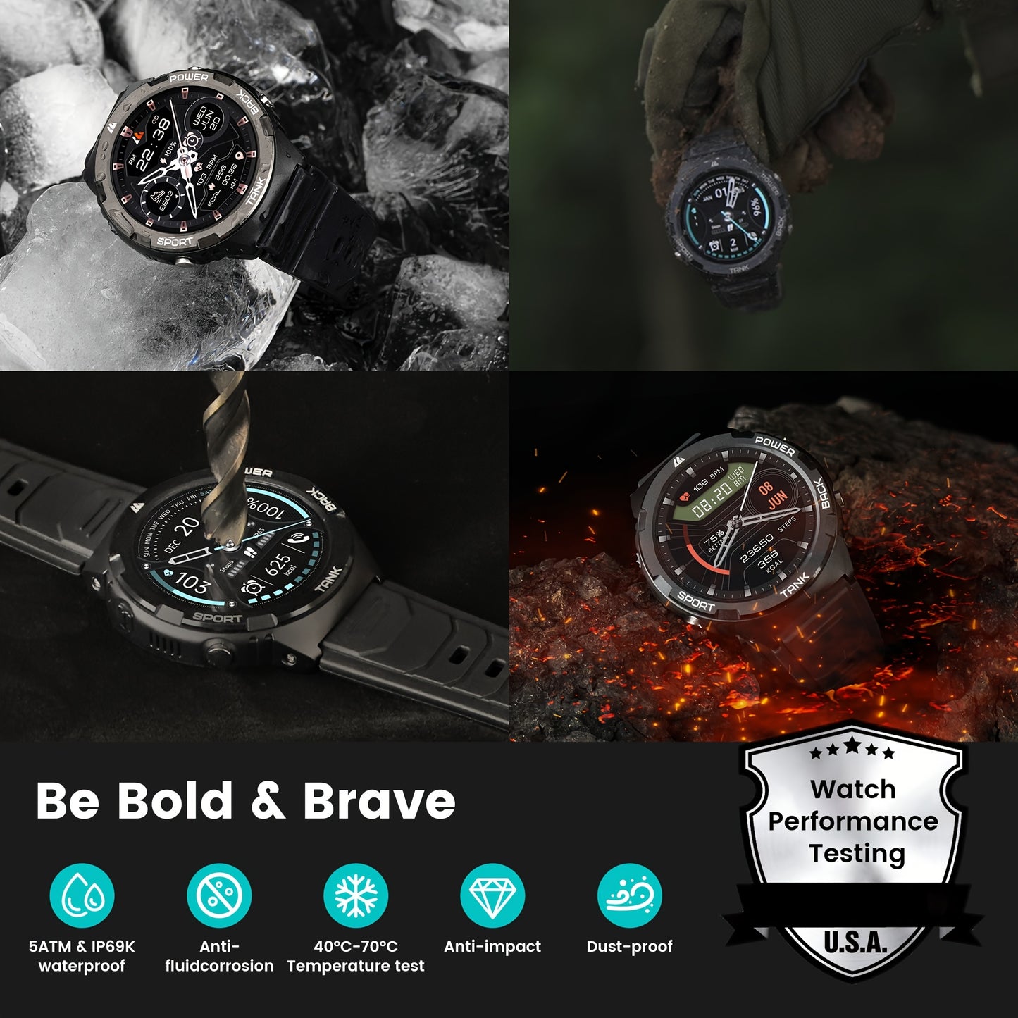 KOSPET TANK S1 Smartwatch with GPS and 5ATM Water Resistance