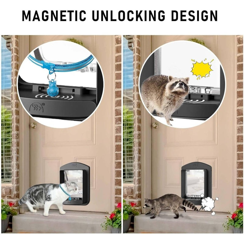 Pet Door With Four Way Locking Magnetic Flap And Collars