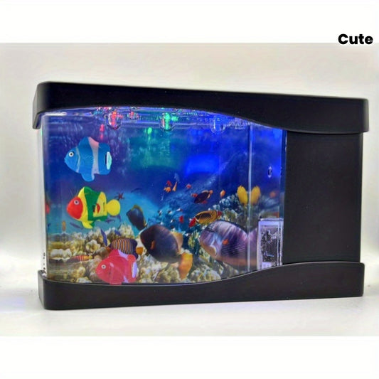 Cute Mini Fish Tank With Moving Artificial Fish Aquarium