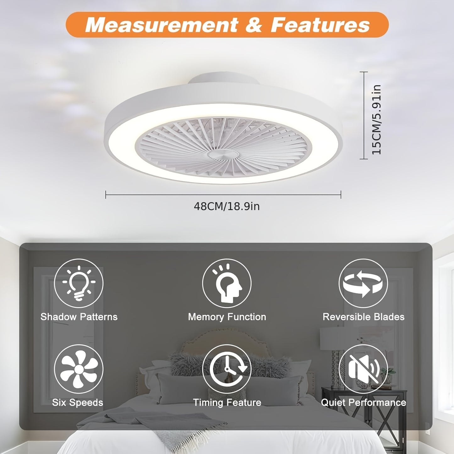 Sleek Flush Mount Ceiling Fan with LED Light and Remote