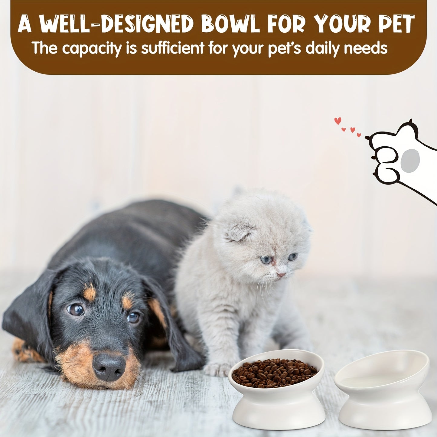 Ceramic Elevated Cat Bowls Tilted Backflow Dishwasher Safe