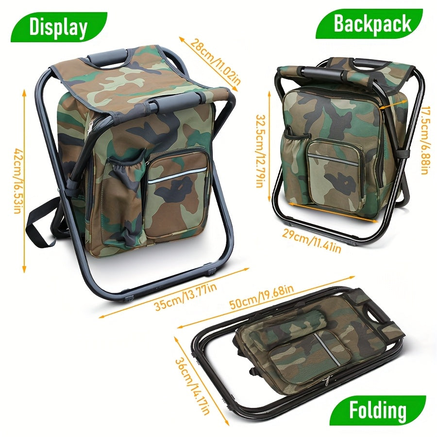 Folding Camping Chair With Insulated Cooler Backpack For Outdoors
