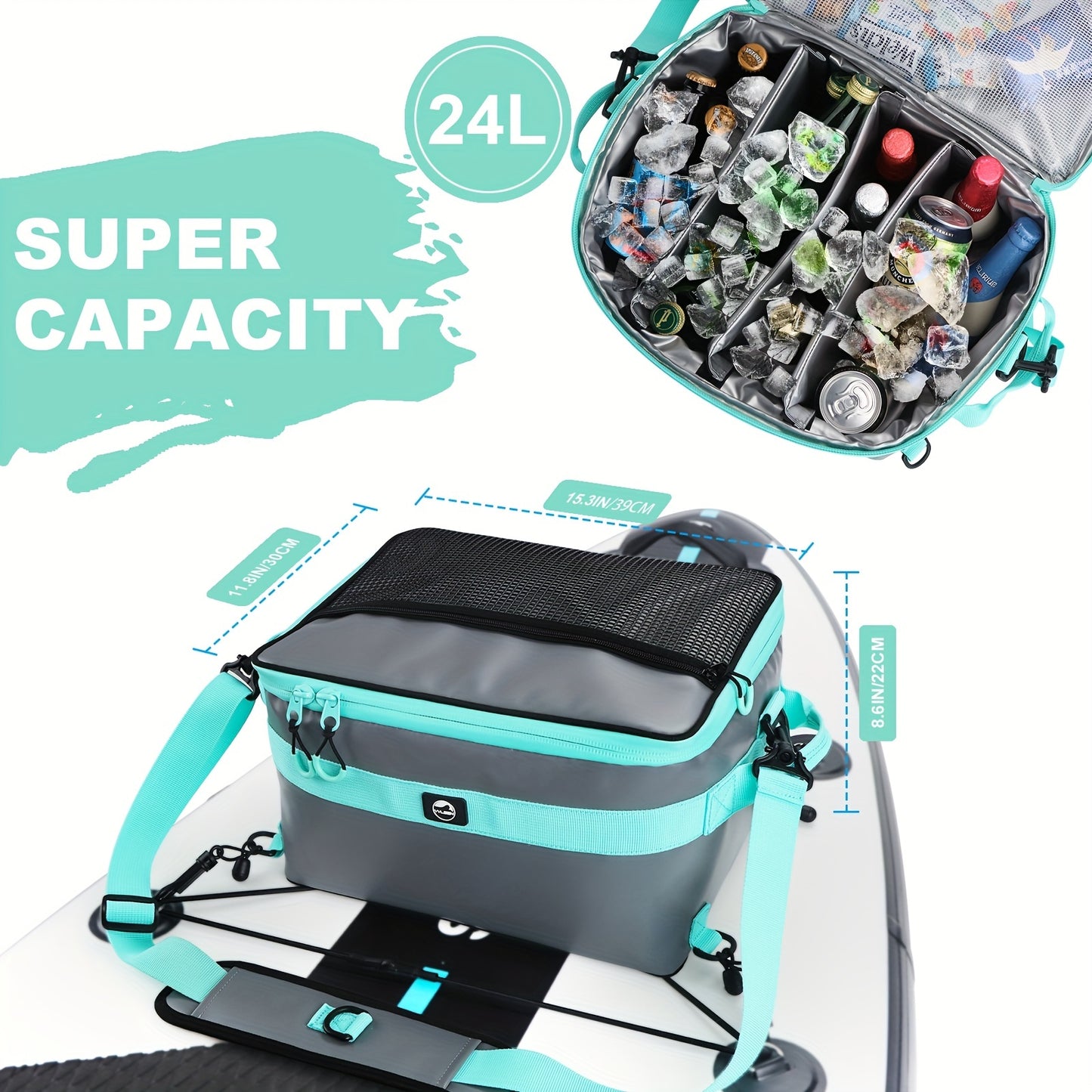 YVLEEN PVC Paddle Board Cooler With Mesh Top Pocket Straps