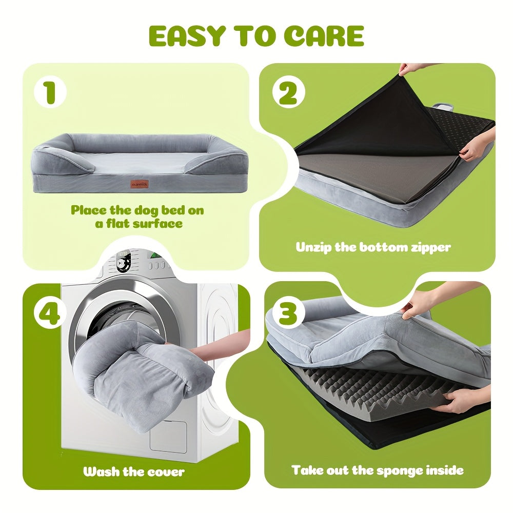 Chew Proof Memory Foam Dog Bed With Anxiety Relief Bolster