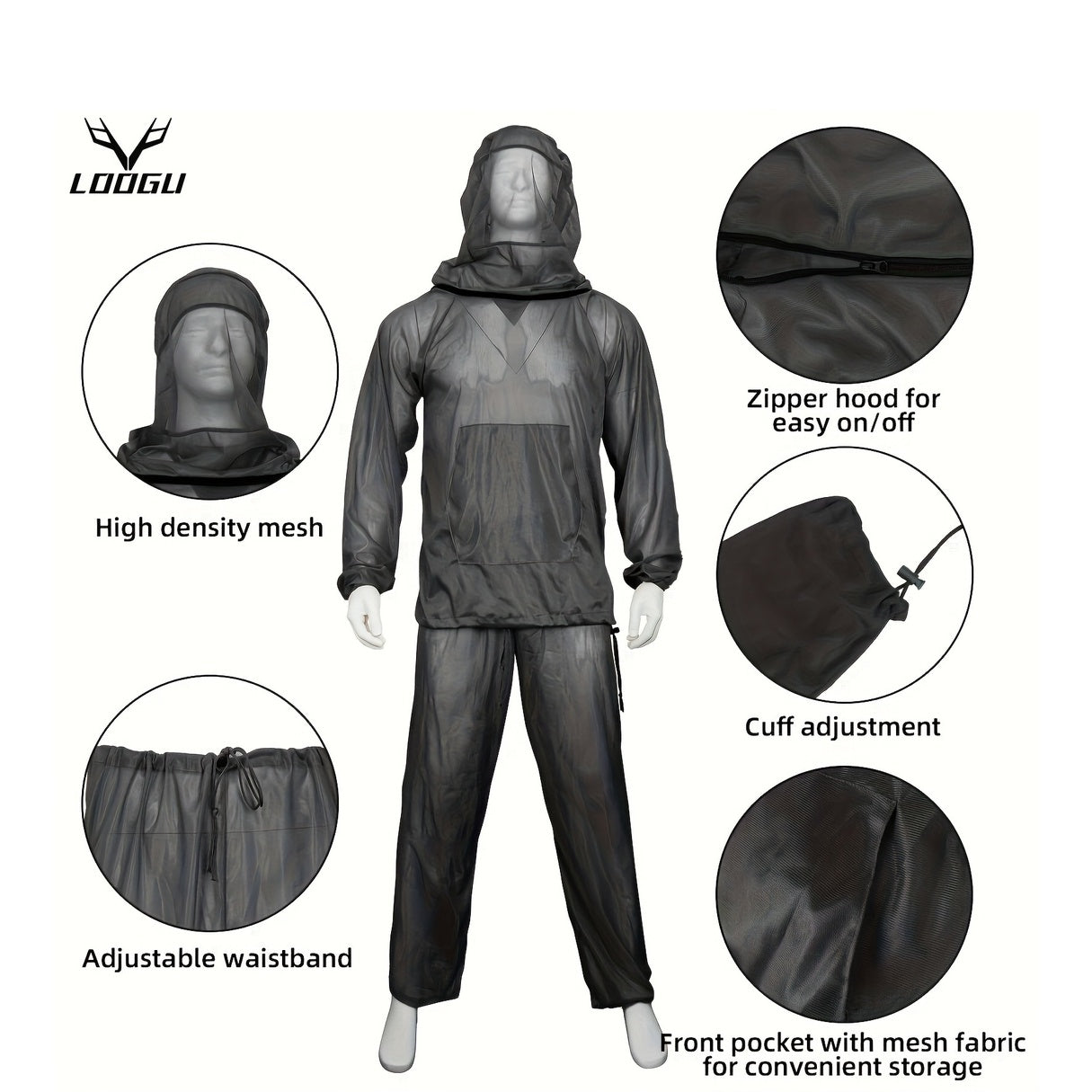 LOOGU Camouflage Mosquito Net Set for Outdoor Protection