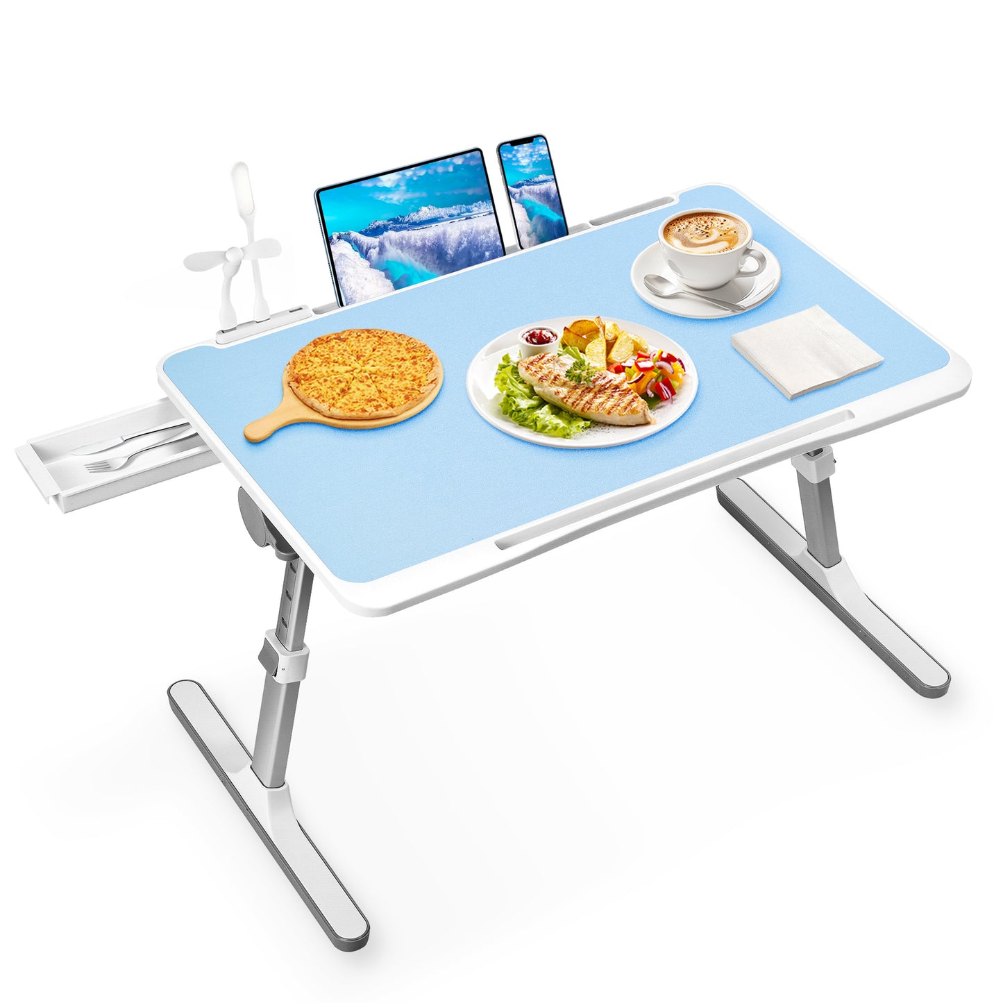 FWPP Adjustable Laptop Lap Desk Stand For Bed USB Light
