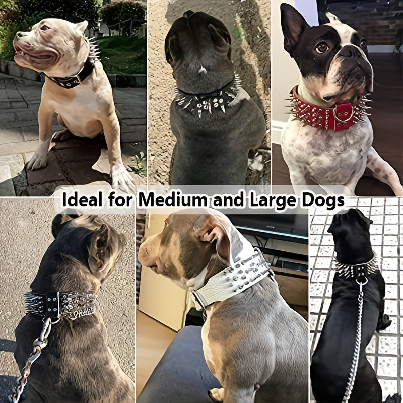 Spiked Studded Leather Dog Collar Rugged Protection