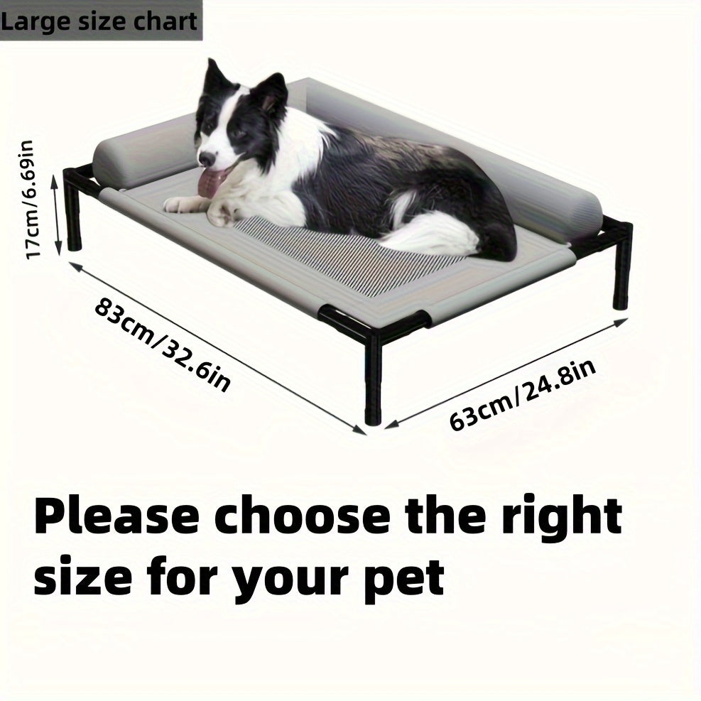 Breathable Elevated Pet Bed With Plaid Design For Dogs