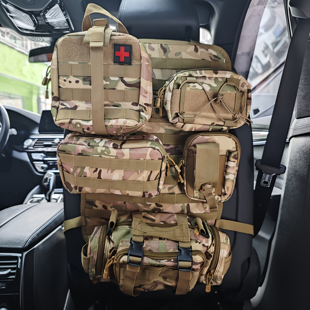 Tactical Car Seat Back Organizer with Detachable Molle Pouches