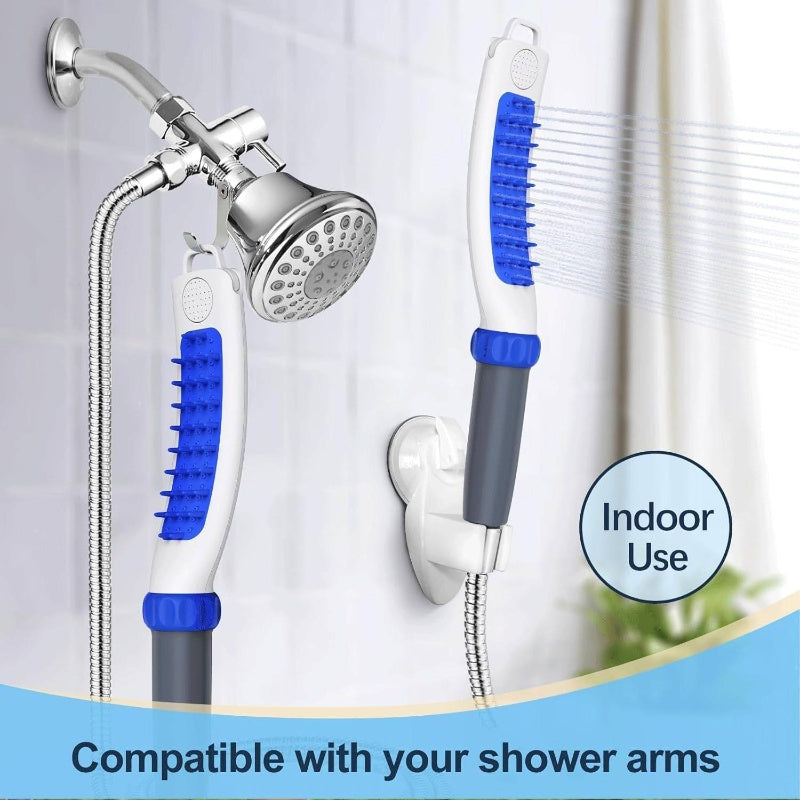 Dog Shower Attachment With Bristles Deshedding Massaging Hose