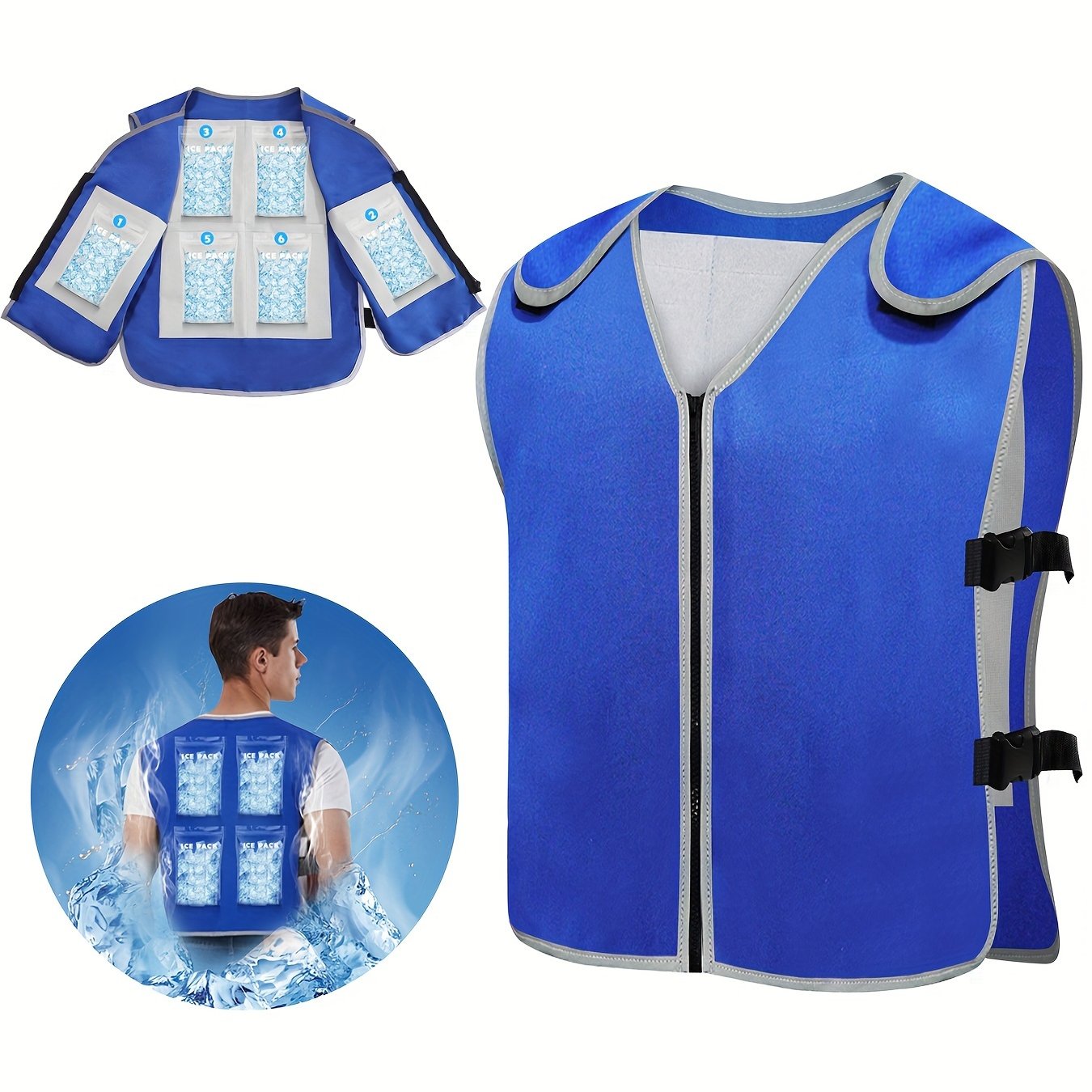Cooling Vest With Ice Packs For Hot Weather Work Adjustable
