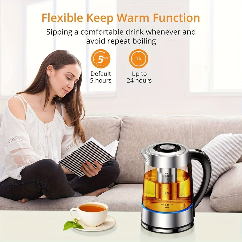 Electric Glass Kettle 12 Temperature Controls Keep Warm