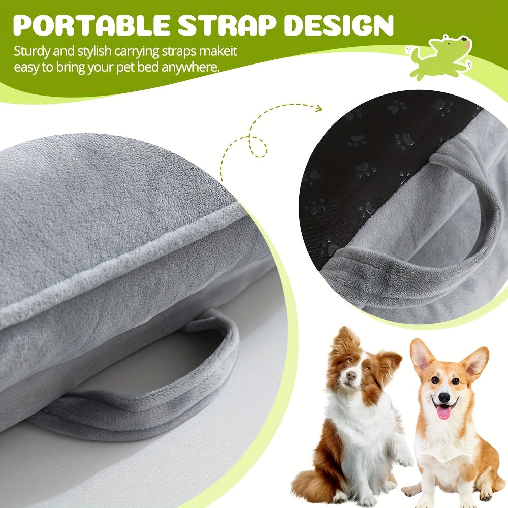 Chew Proof Memory Foam Dog Bed With Anxiety Relief Bolster