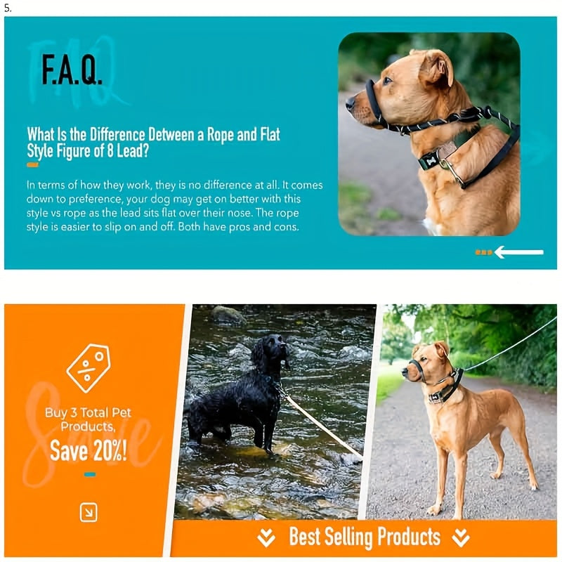 Integrated Anti-Pull Dog Leash With Bite-Resistant Rope