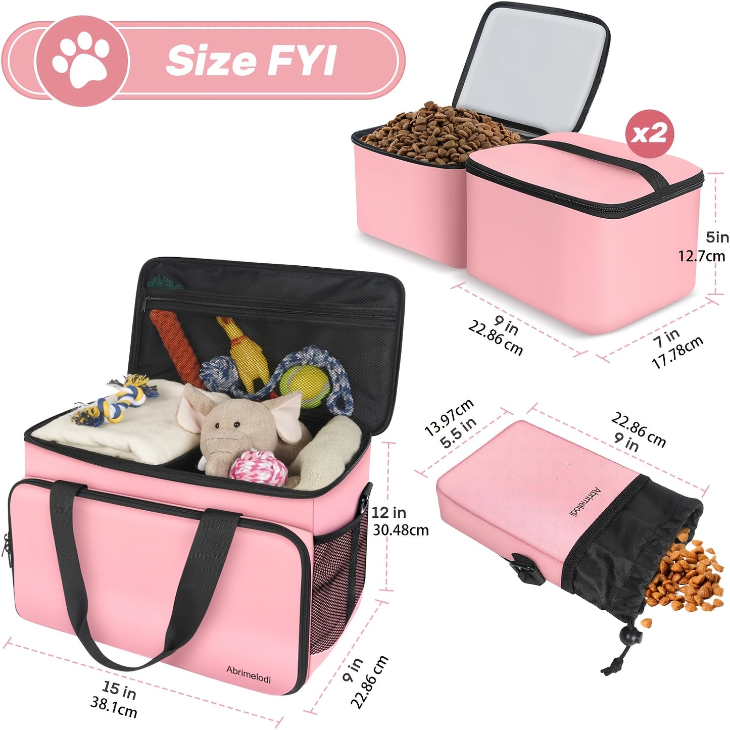 Six Piece Dog Travel Bag Set With Bowls And Containers