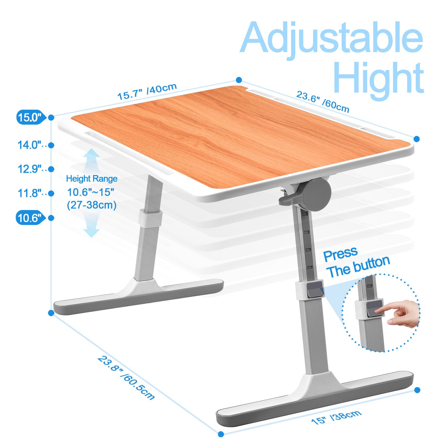FWPP Adjustable Laptop Lap Desk Stand For Bed USB Light