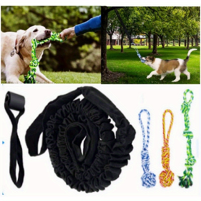 Heavy Duty Spring Pole Dog Rope Toy With Bungee System