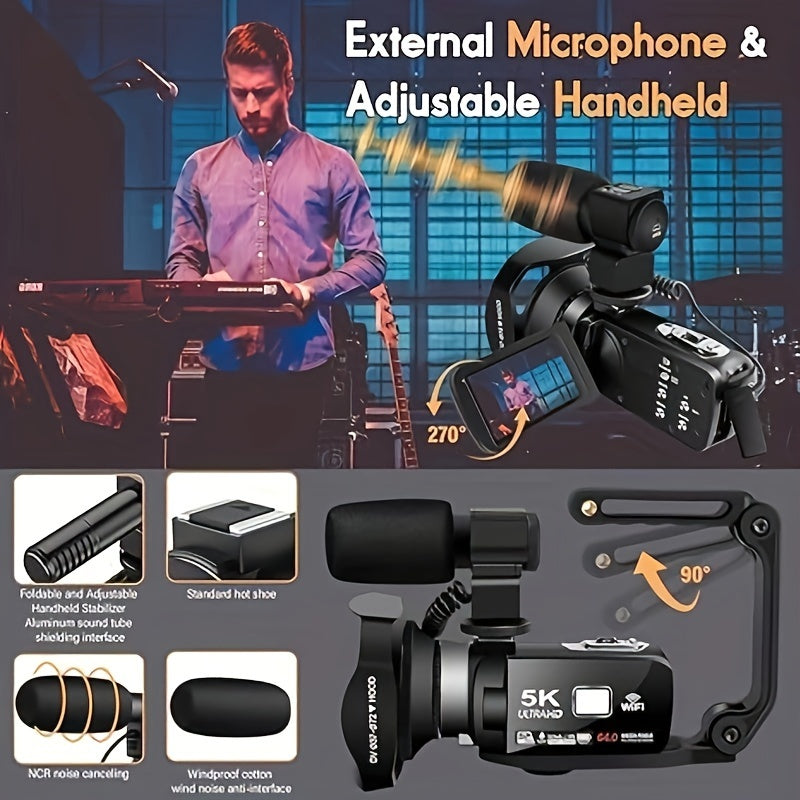 64MP Camcorder With WiFi Live Streaming IR Night Vision