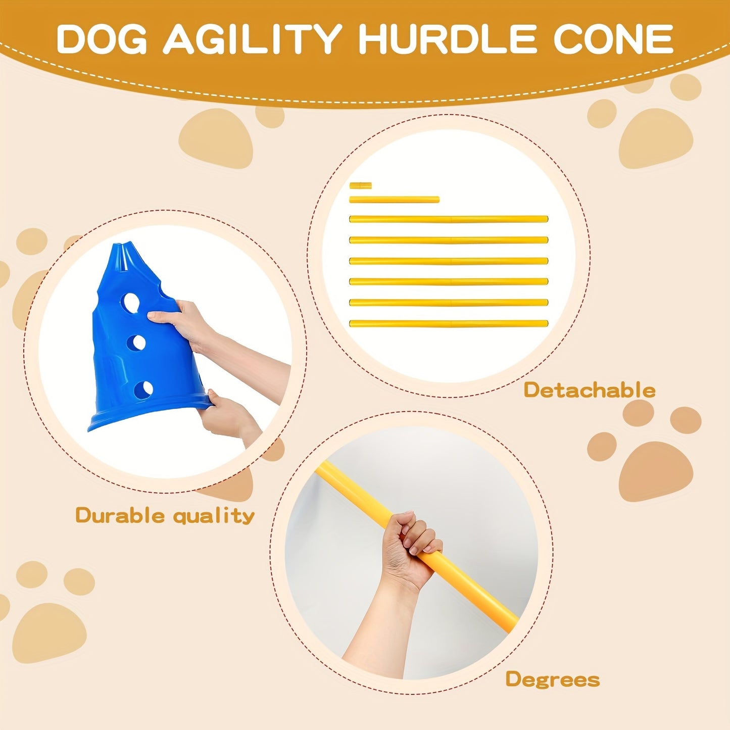 Dog Agility Hurdle Cone Set With Adjustable Obstacle Course