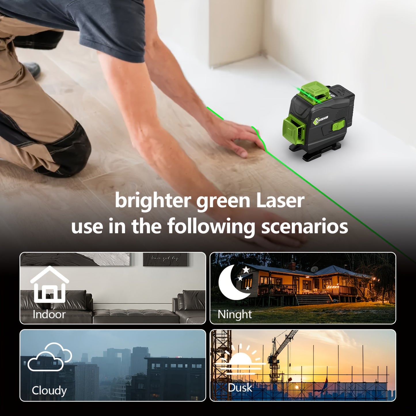 16 Line Laser Level Kit 360 Degree Auto Leveling Crosshair