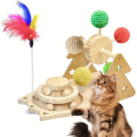 Versatile Interactive Cat Toy Set With Ferris Wheel