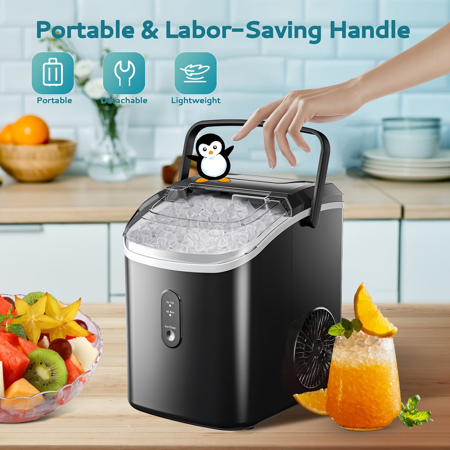 Portable Nugget Ice Maker for Home and Outdoor Fun