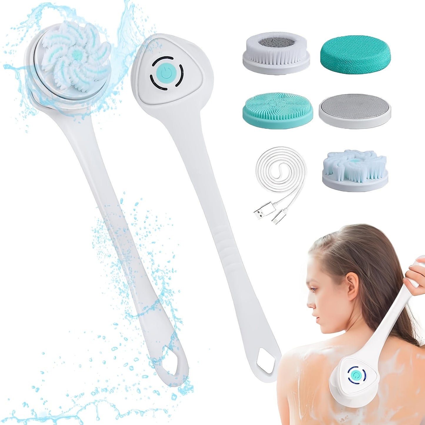 6 In 1 Rechargeable Electric Shower Brush Set For Cleansing