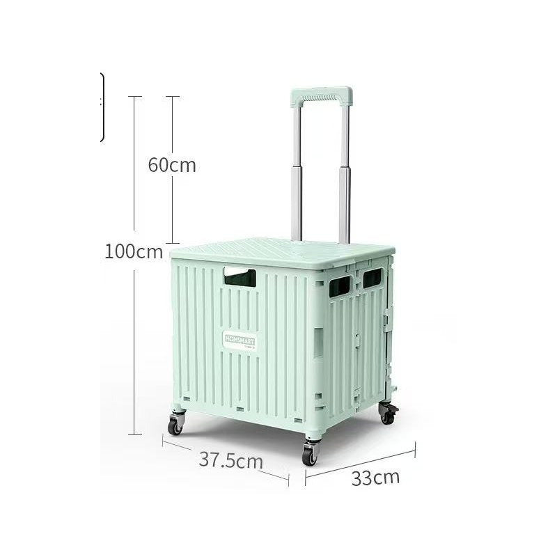 Foldable Rolling Cart With Telescopic Handle And Wheels