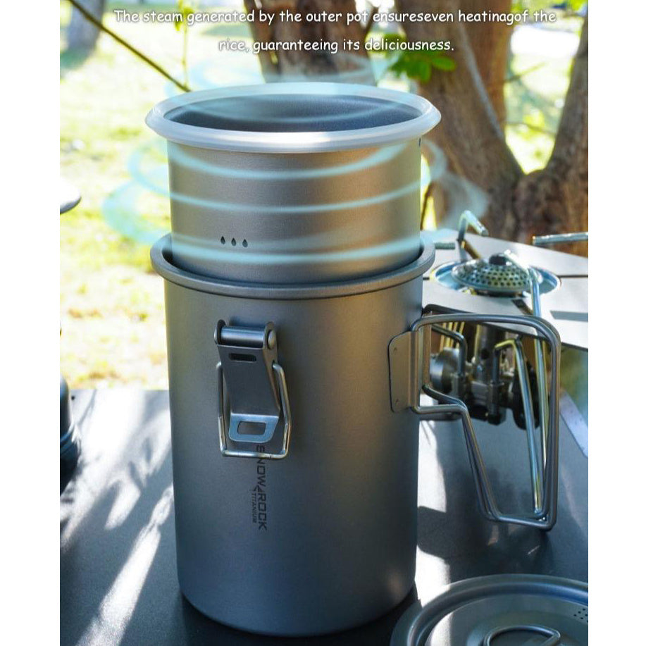 Lightweight Titanium Camping Pot with Folding Handle for Outdoor Cooking