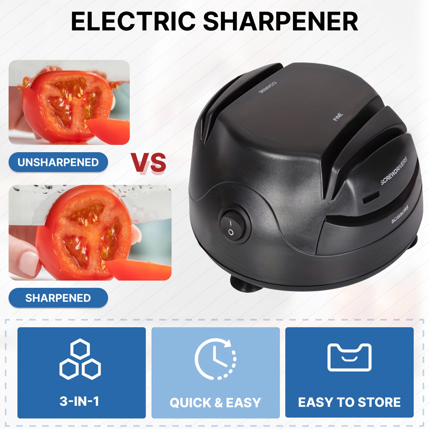 Electric Knife Sharpener 4 Slot Professional System ABS Plug