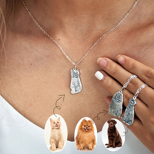 HDYV5AA Custom Engraved Pet Photo Necklace Stainless Steel