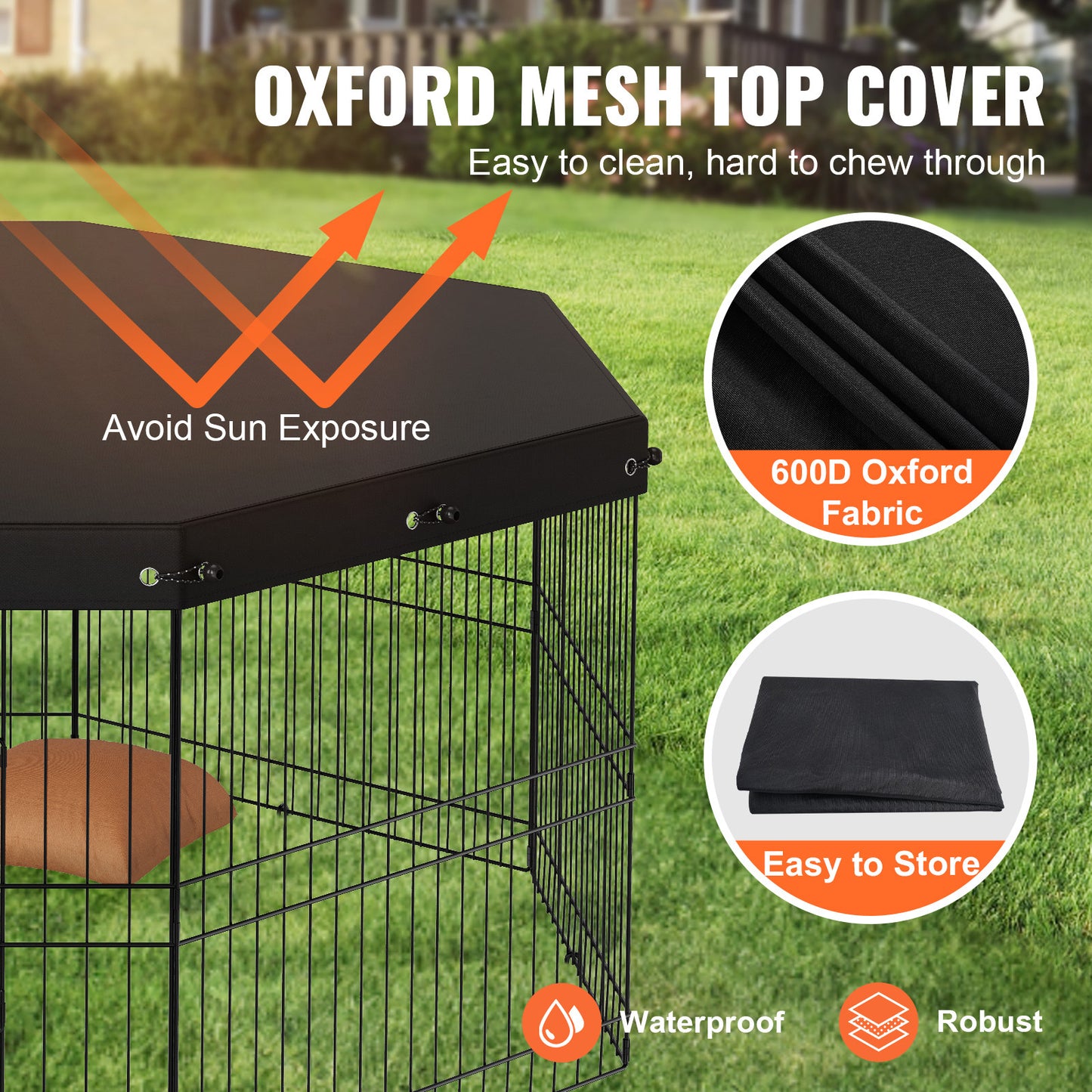 Happybuy Foldable Dog Playpen with Top Cover for Pets
