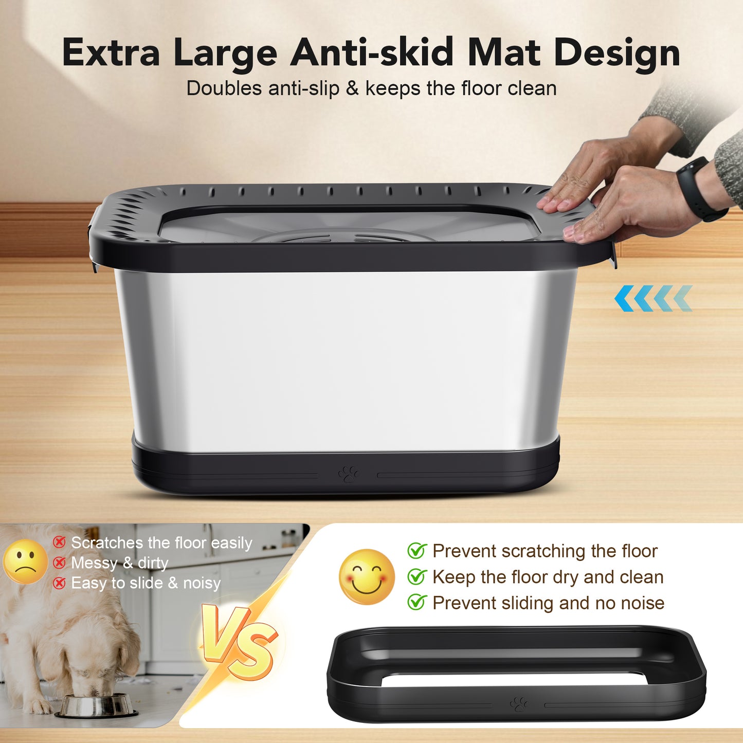 Stainless Steel Dog Dish With Anti Slip Base Easy Cleanup