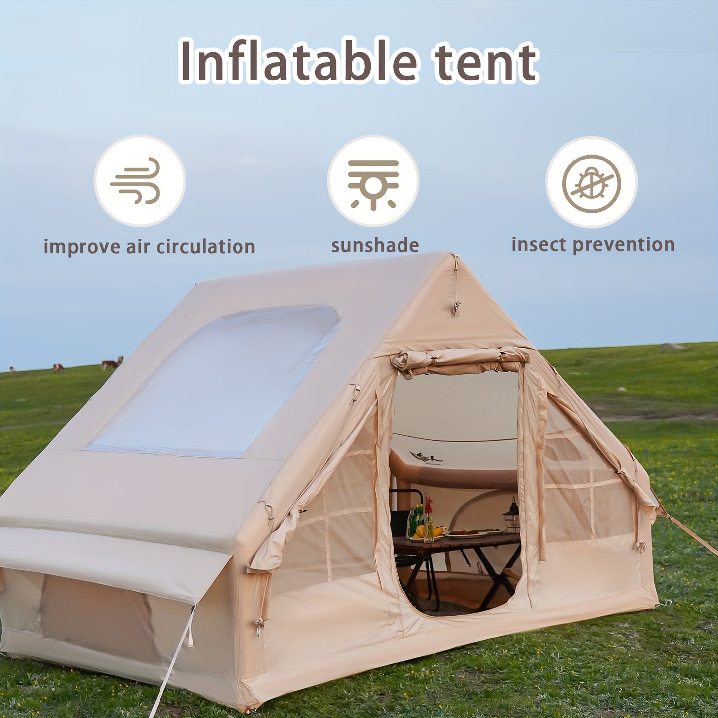 Inflatable Family Camping Tent All Season Windproof Shelter