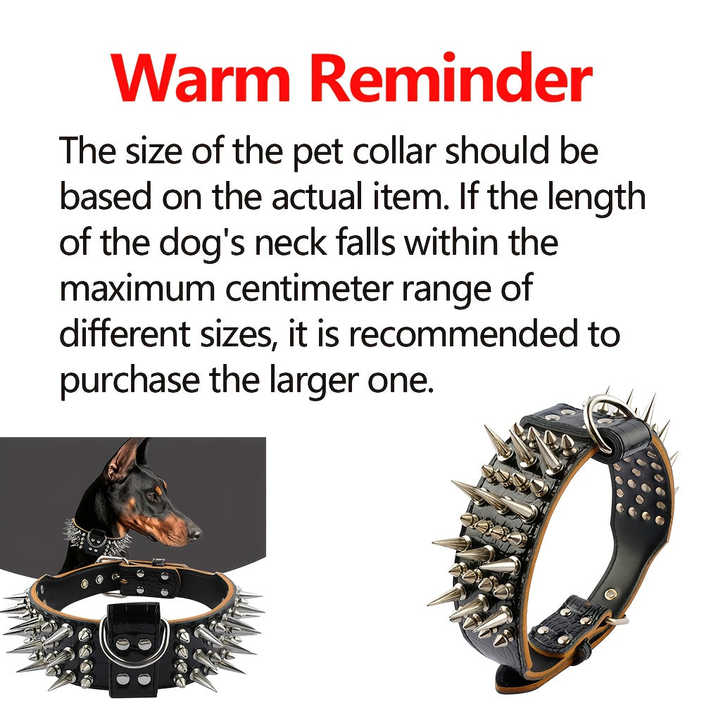 Spiked Studded Leather Dog Collar Rugged Protection