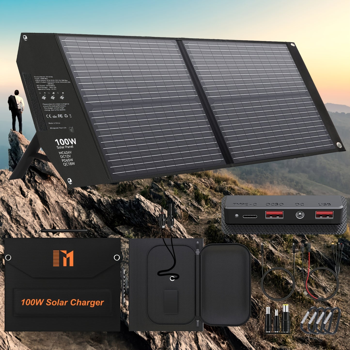 Foldable Solar Charger with Quick Charge Dual USB Ports