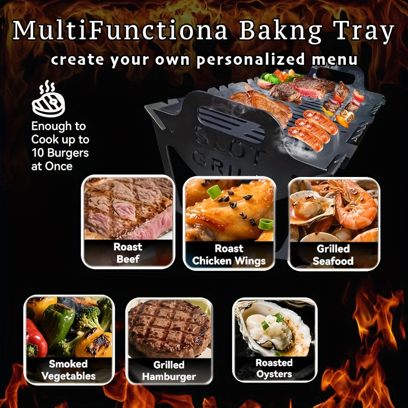 Portable Foldable Grill With Non Slip Skewers For Camping