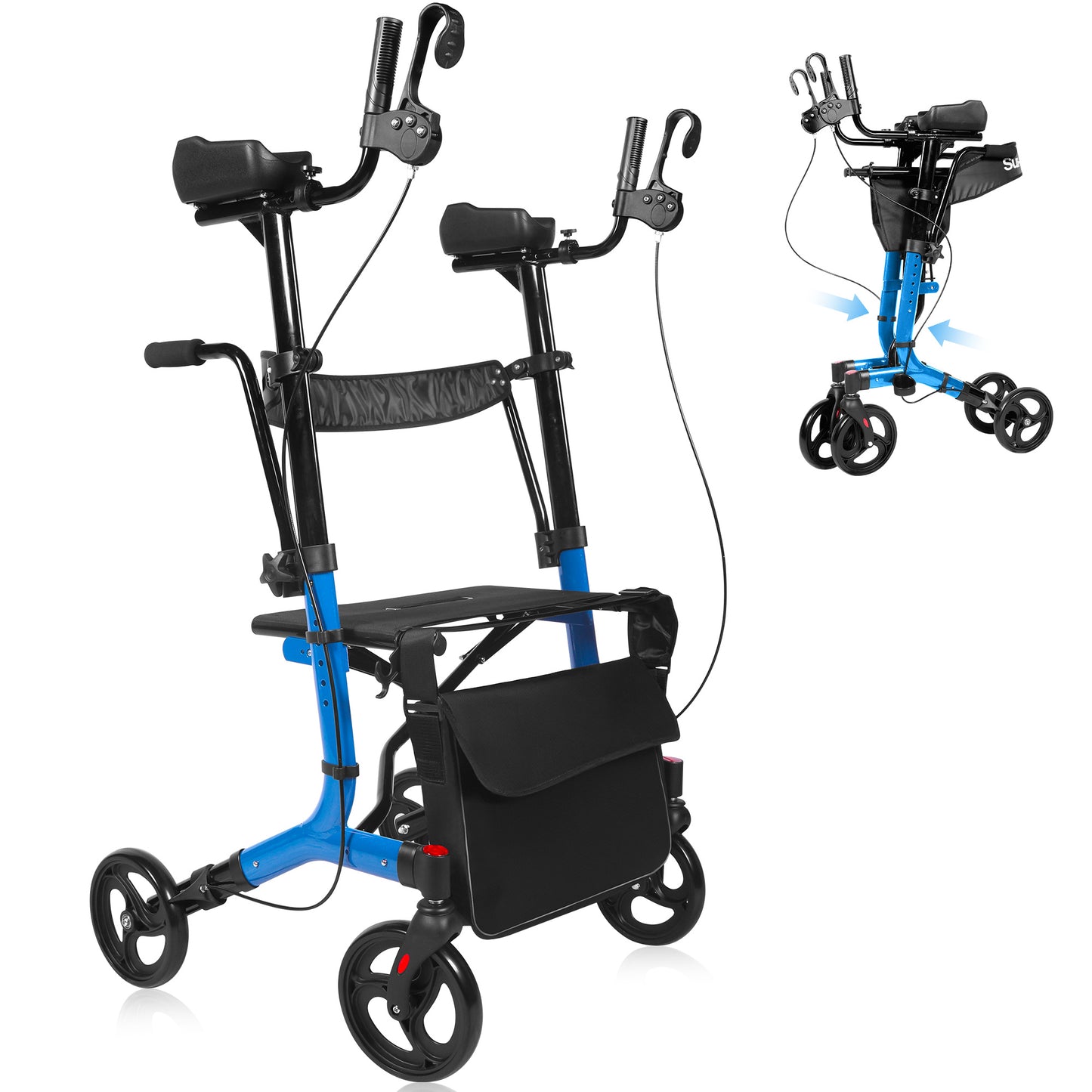 Foldable Rollator Walker Seat For Seniors Adjustable Handles