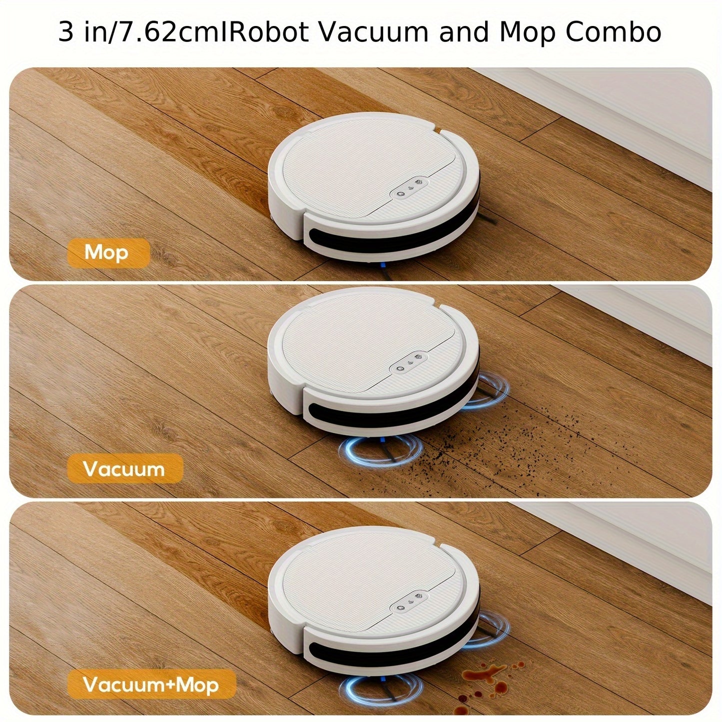 Robotic Vacuum With Mop Combo 5000Pa Suction Smart App