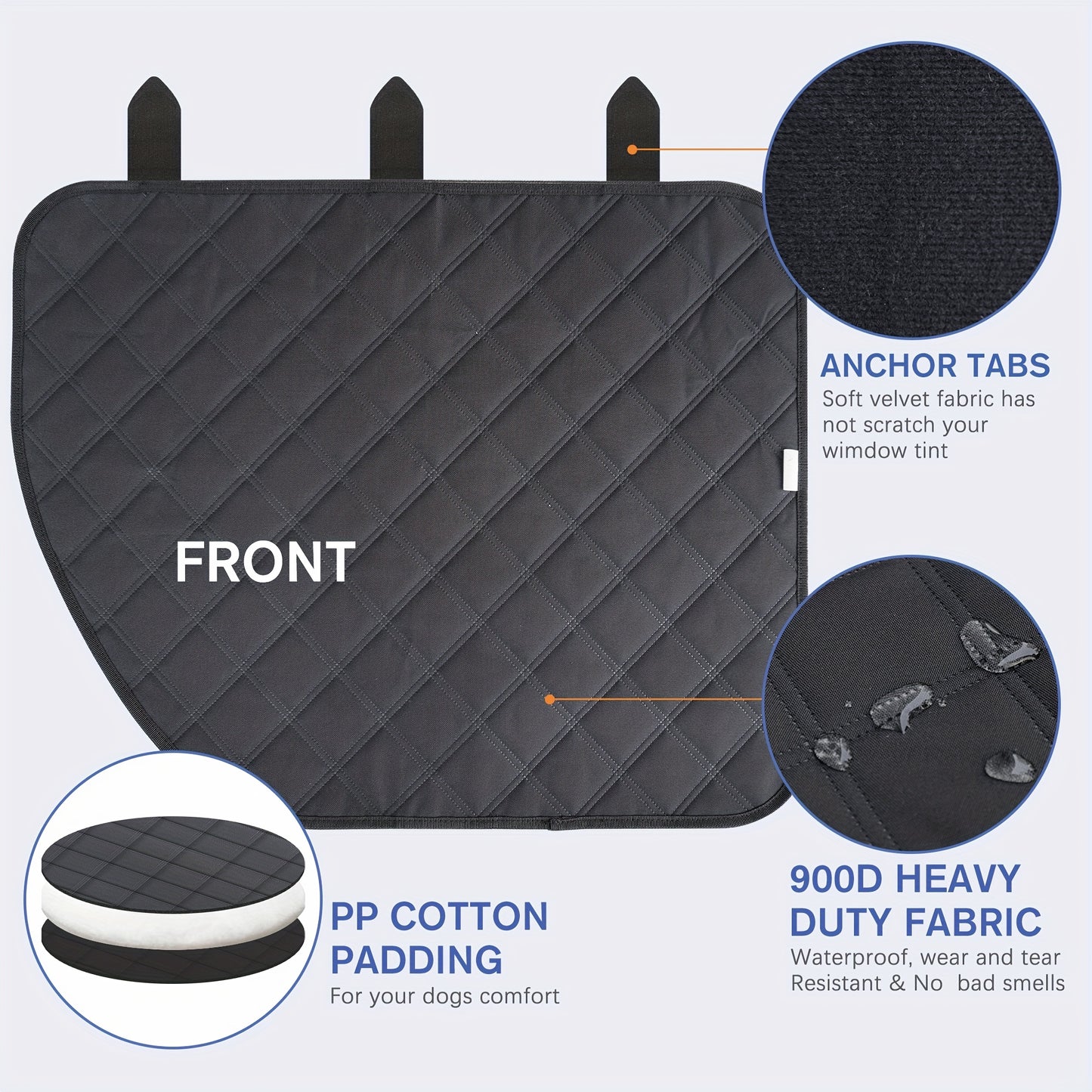 2pcs Quilted Waterproof Dog Car Door Protectors for SUVs