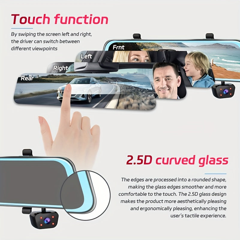 4K Dash Cam Car DVR Mirror Touch Screen Night Vision