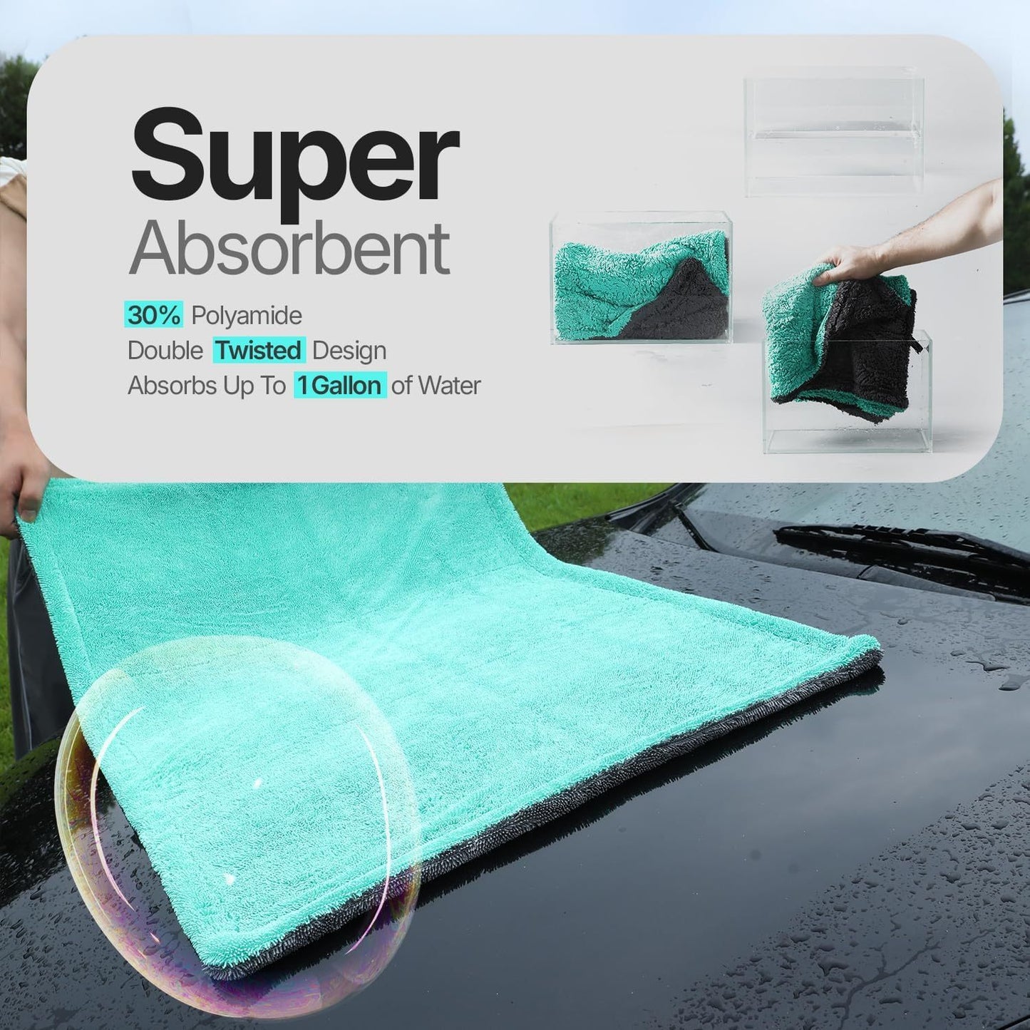 Double Twisted Loop Quick Drying Car Towel For Detailing