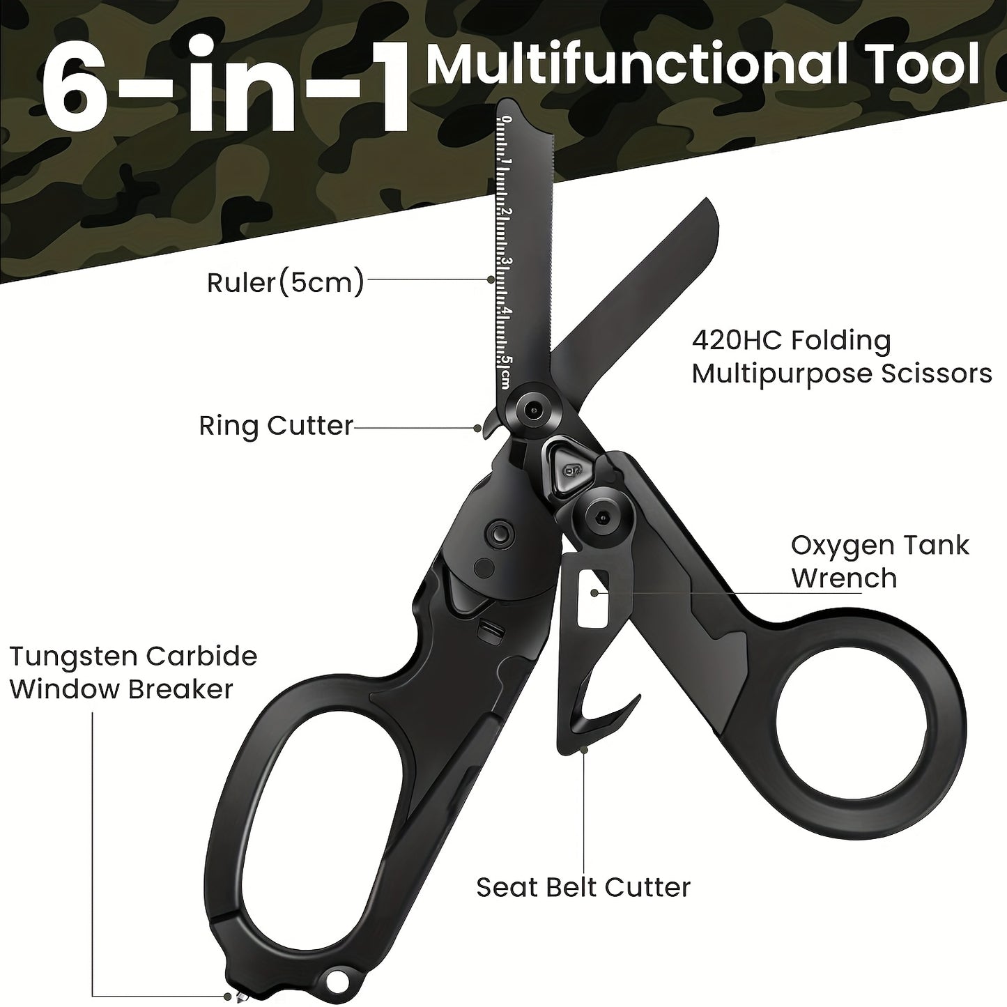 Foldable Tactical Scissors Multi Tool for Outdoor Adventures