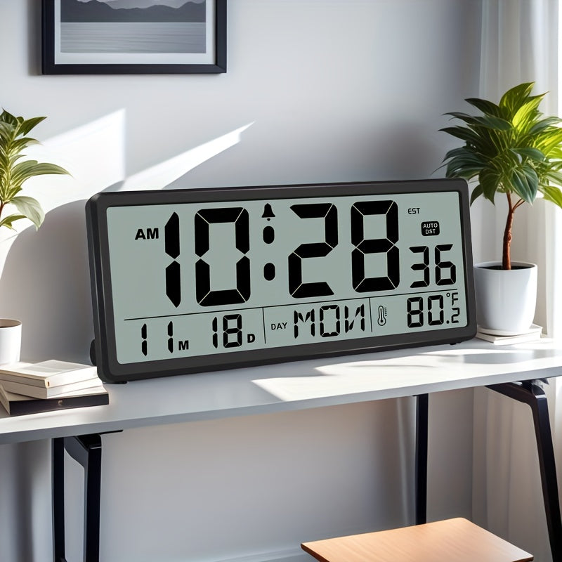 Large Display Digital Wall Clock with Temperature and Date