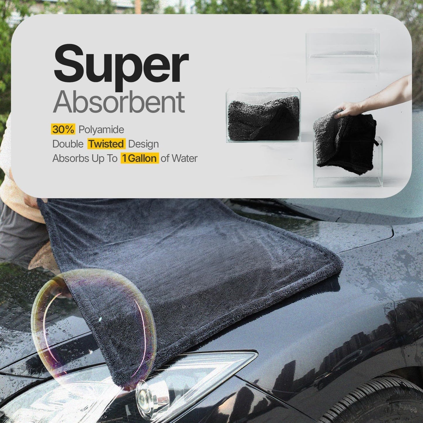 Double Twisted Loop Quick Drying Car Towel For Detailing