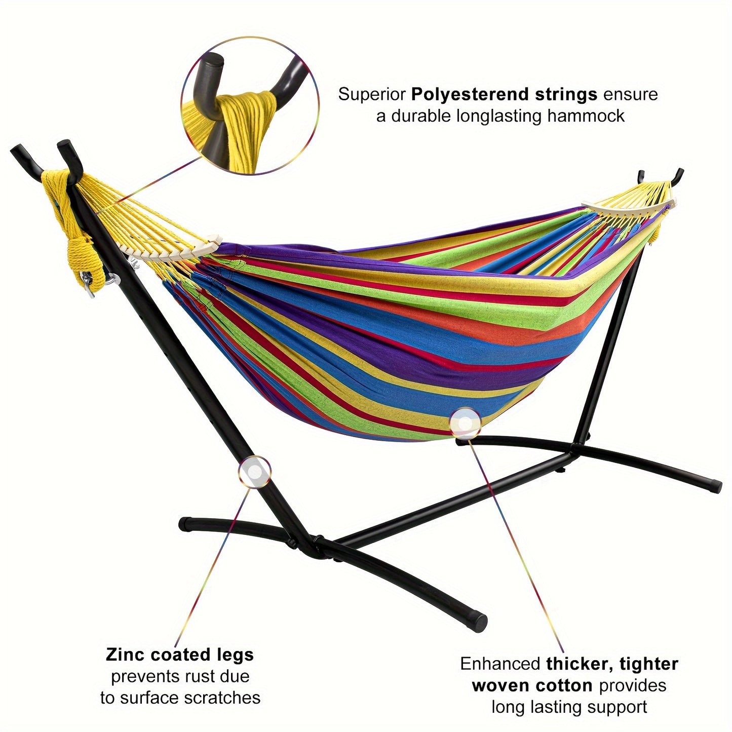 SZHLUX Double Hammock With Stand And Premium Carry Bag