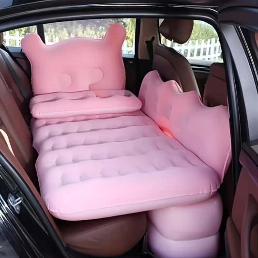 Bear Shaped Inflatable Car Bed For Rear Seat Travel PVC