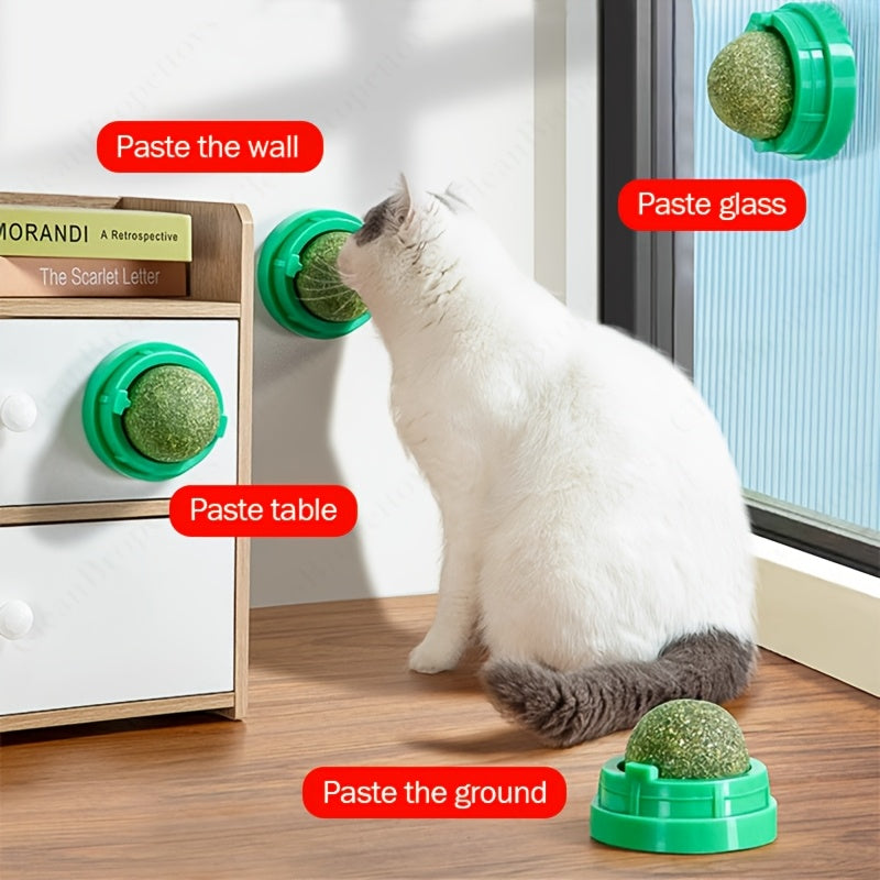 Cat Mint Grass Ball Chew Toy For Dental Care Wall Mounted