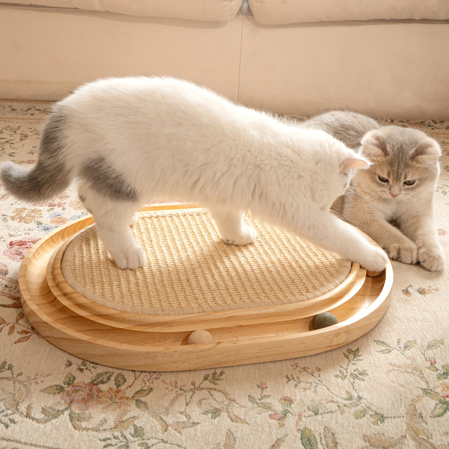 Sisal Cat Scratcher Toy With Ball Track Indoor Cats